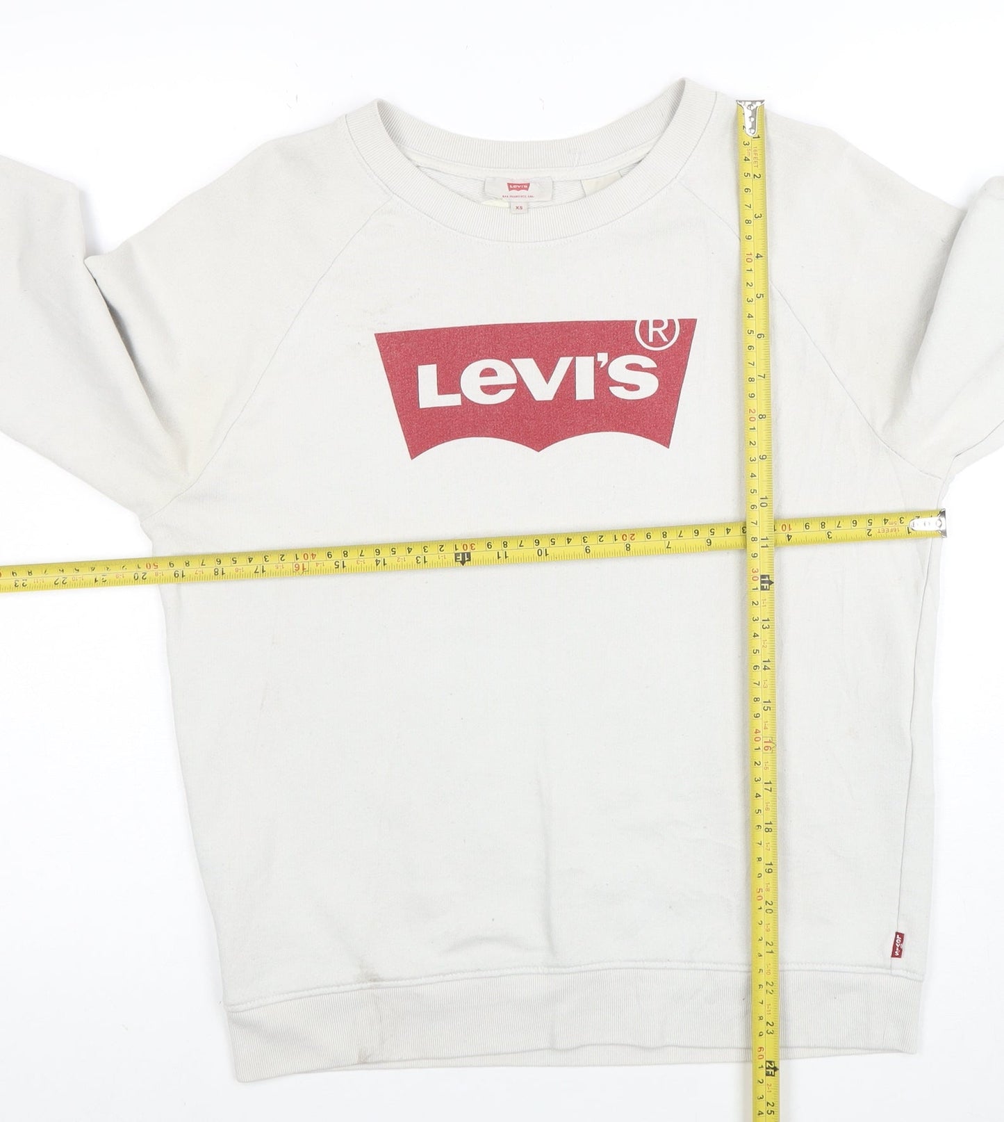 Levi's Womens White XS Pullover Sweatshirt Logo Cotton Blend