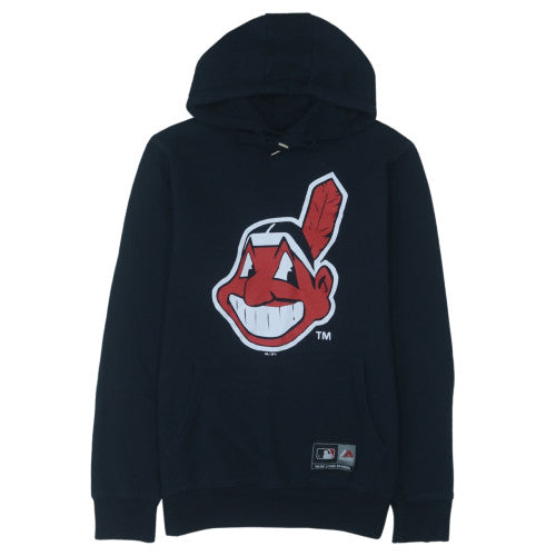 Preloved Majestic Mens Black M Pullover Hoodie Sweatshirt Graphic Baseball Logo - Front