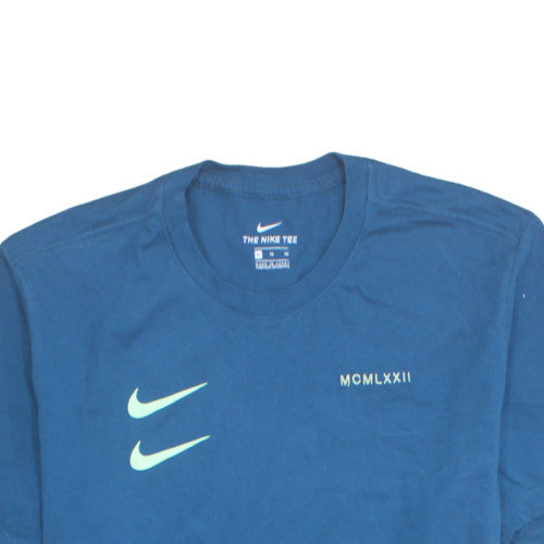 Nike Men's Blue XL Swoosh Graphic Cotton Crew Neck T-Shirt