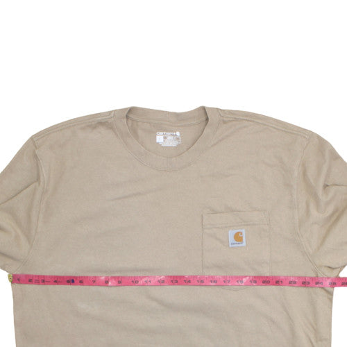 Carhartt Men's Beige Loose Fit Crew Neck Cotton T-Shirt Size L