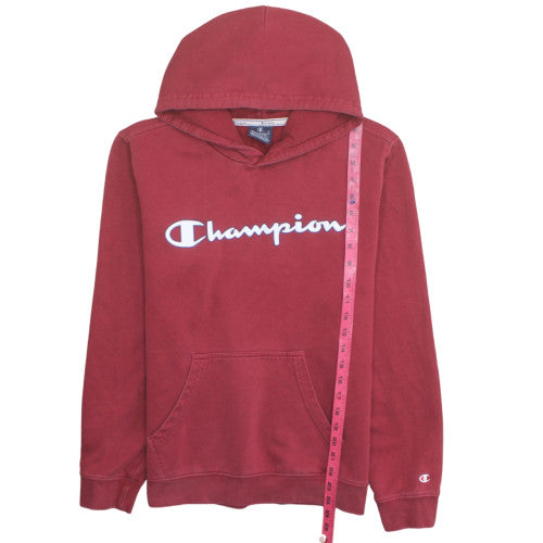 Champion Men's Red Pullover Hoodie Medium Graphic Logo Fleece