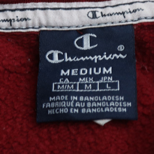 Champion Men's Red Pullover Hoodie Medium Graphic Logo Fleece