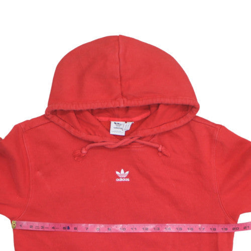 Adidas Women Red Pullover Hoodie Small Cotton Fleece Casual Sportswear