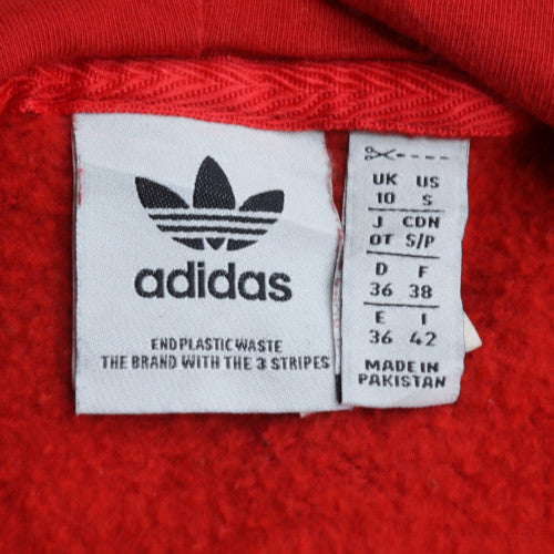 Adidas Women Red Pullover Hoodie Small Cotton Fleece Casual Sportswear