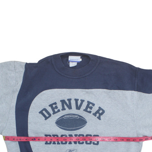 Reebok Mens Grey Denver Broncos Pullover Sweatshirt Size L Vintage