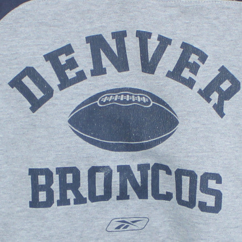 Reebok Mens Grey Denver Broncos Pullover Sweatshirt Size L Vintage