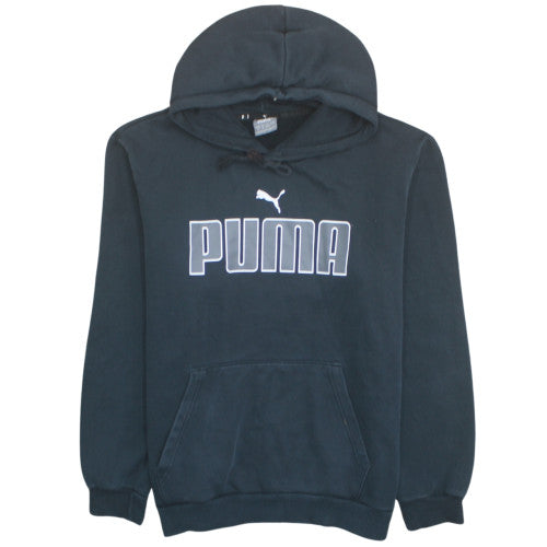 Puma Men's Black Pullover Hoodie Size M Logo Fleece Sweatshirt