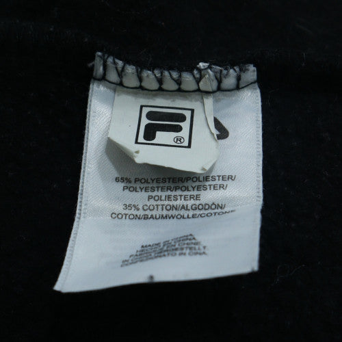 FILA Womens Black Pullover Hoodie L Logo Fleece Sweatshirt