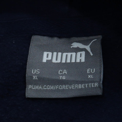 Puma Mens Blue XL Pullover Hoodie Fleece Logo Sports Sweatshirt