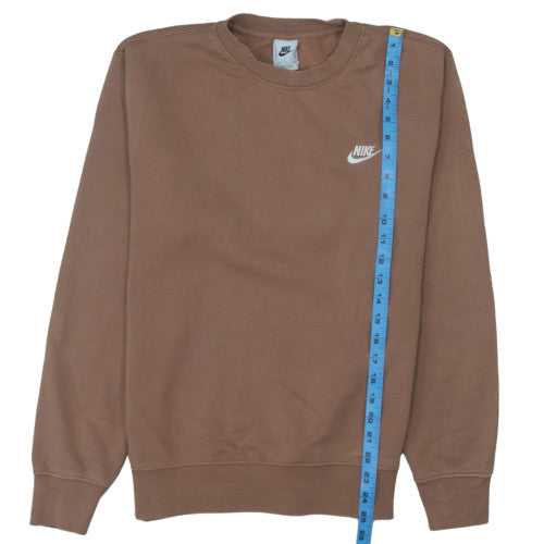 Nike Womens Brown Small Pullover Sweatshirt Crew Neck Cotton Blend