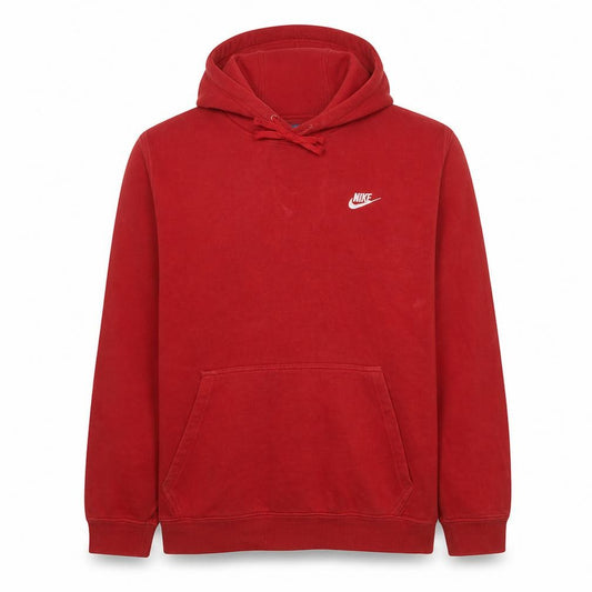 Nike Men's Red Pullover Hoodie L Fleece Regular Fit Logo Sweatshirt