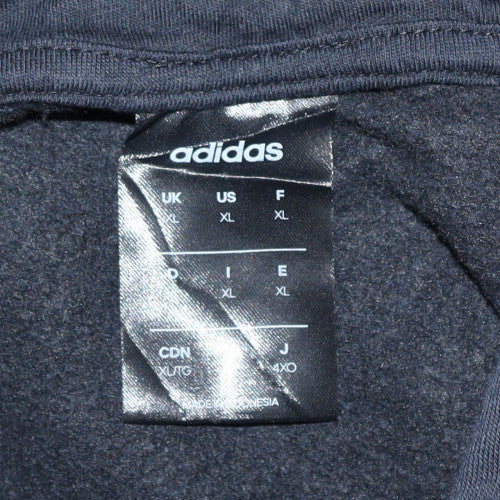 Adidas Men's Black XL Pullover Hoodie with Logo Fleece Sweatshirt