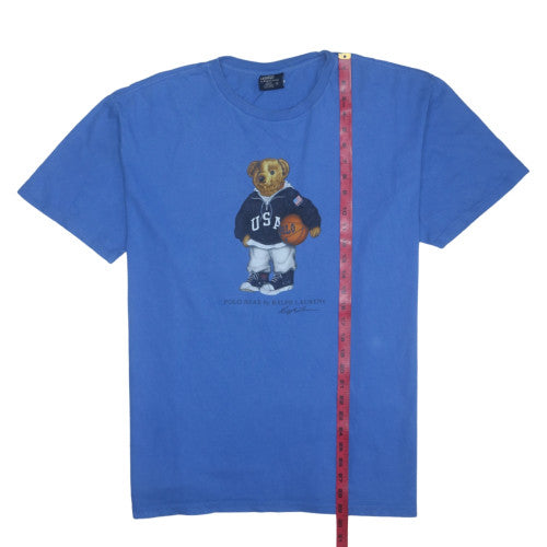 Ralph Lauren Polo Bear Blue Cotton Men's Short Sleeve T-Shirt Size L