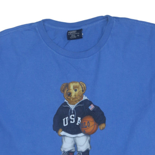 Ralph Lauren Polo Bear Blue Cotton Men's Short Sleeve T-Shirt Size L