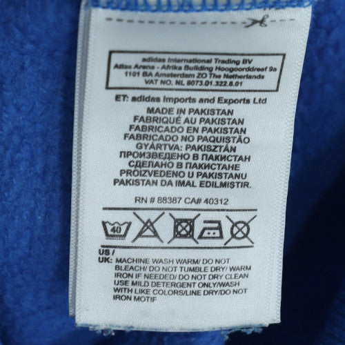 adidas Mens Blue Pullover Hoodie M Regular Fit Logo Fleece Sweatshirt