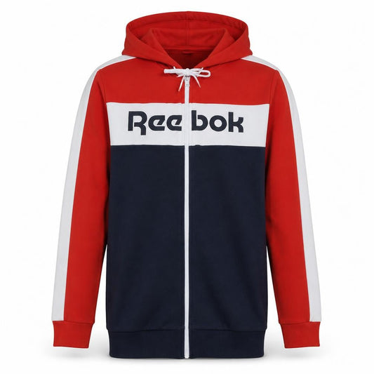 Reebok Men's Multicoloured Full Zip Hoodie Size L Sports Style