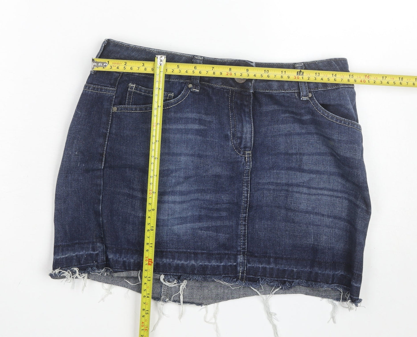 Dorothy Perkins Women’s Blue Denim Mini Skirt Size 10 Cotton Casual