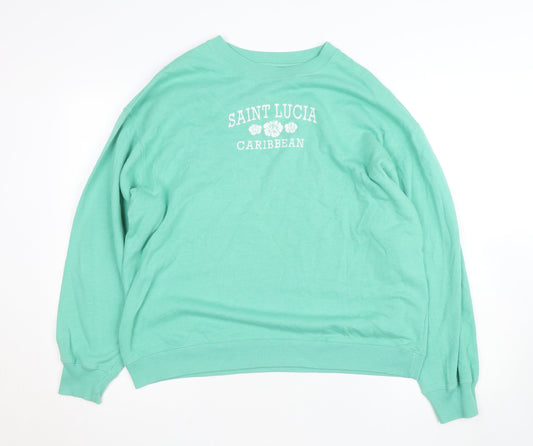 Hollister Women’s Green Saint Lucia Caribbean Pullover Sweatshirt M