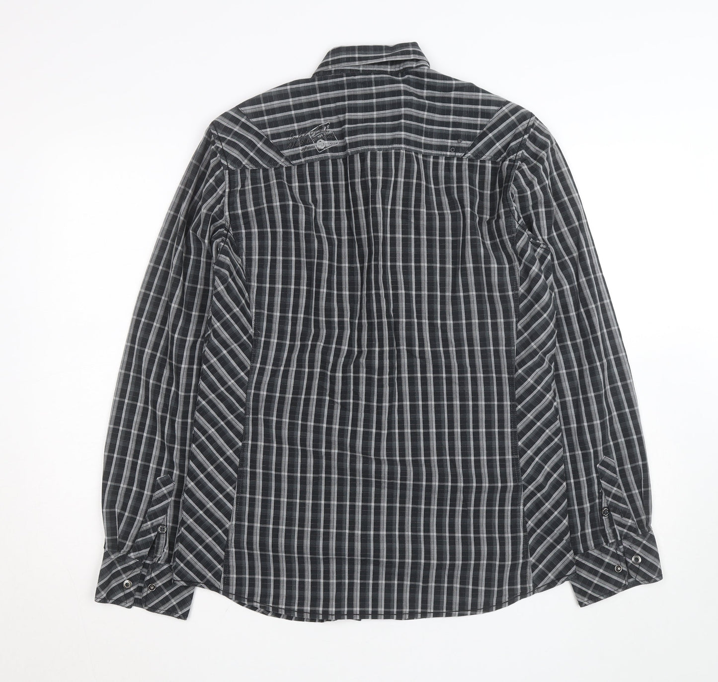 Next Men's Grey Check Slim Fit Long Sleeve Button-Up Shirt - M