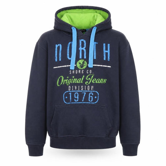 Cargo Quay Men’s Blue Pullover Hoodie L Graphic Fleece Lined