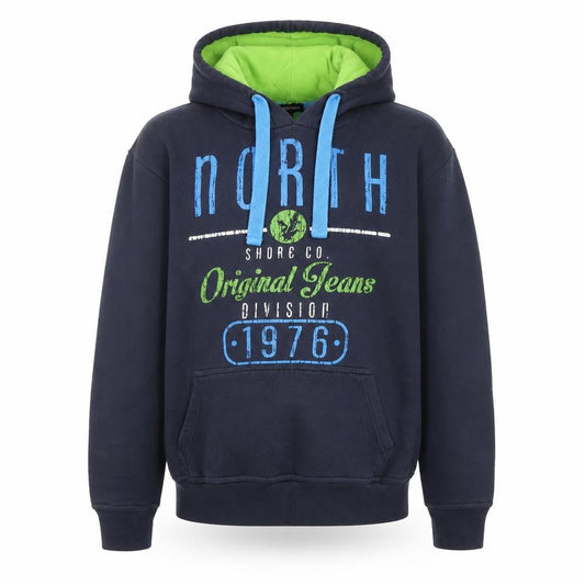 Cargo Quay Men’s Blue Pullover Hoodie L Graphic Fleece Lined