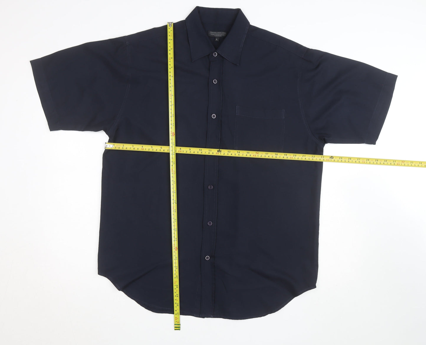 Contemporary Tailoring Men's Blue L Short Sleeve Button-Up Shirt