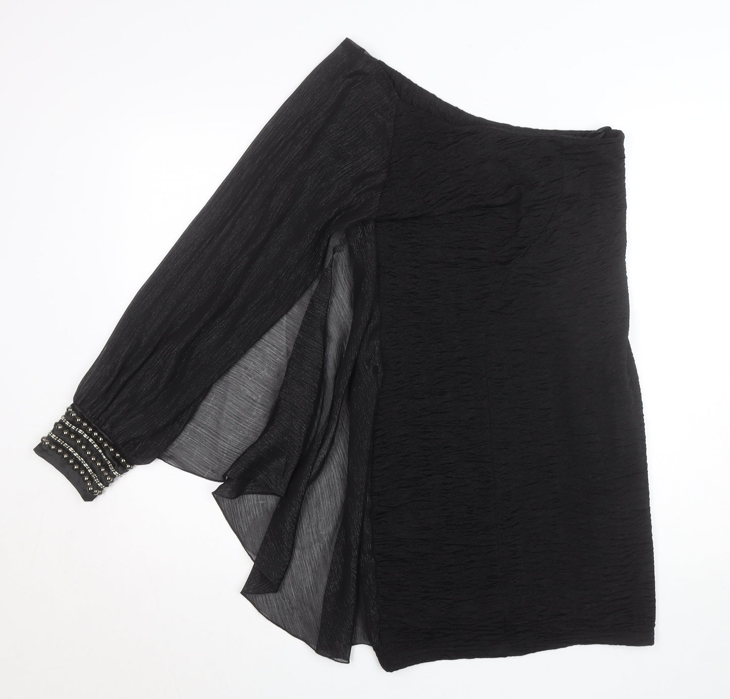 Jasmine London Women's Black One Shoulder Beaded Blouse Size 12