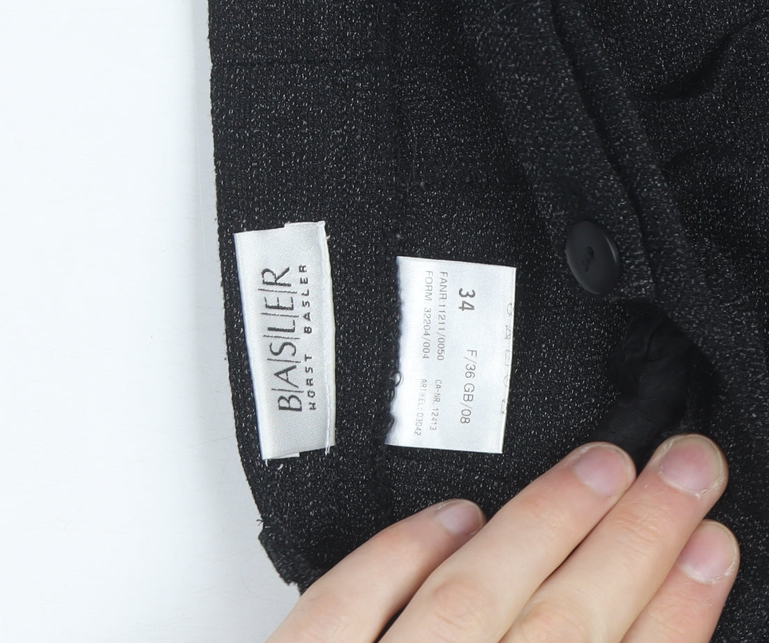 Basler Women's Black Wool Blend Formal Pleated Trousers Size 8