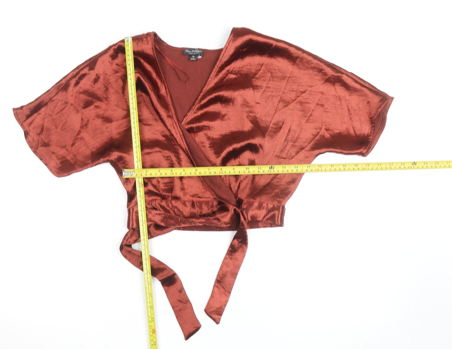 Miss Selfridge Womens Brown Velvet Wrap Blouse Size 8
