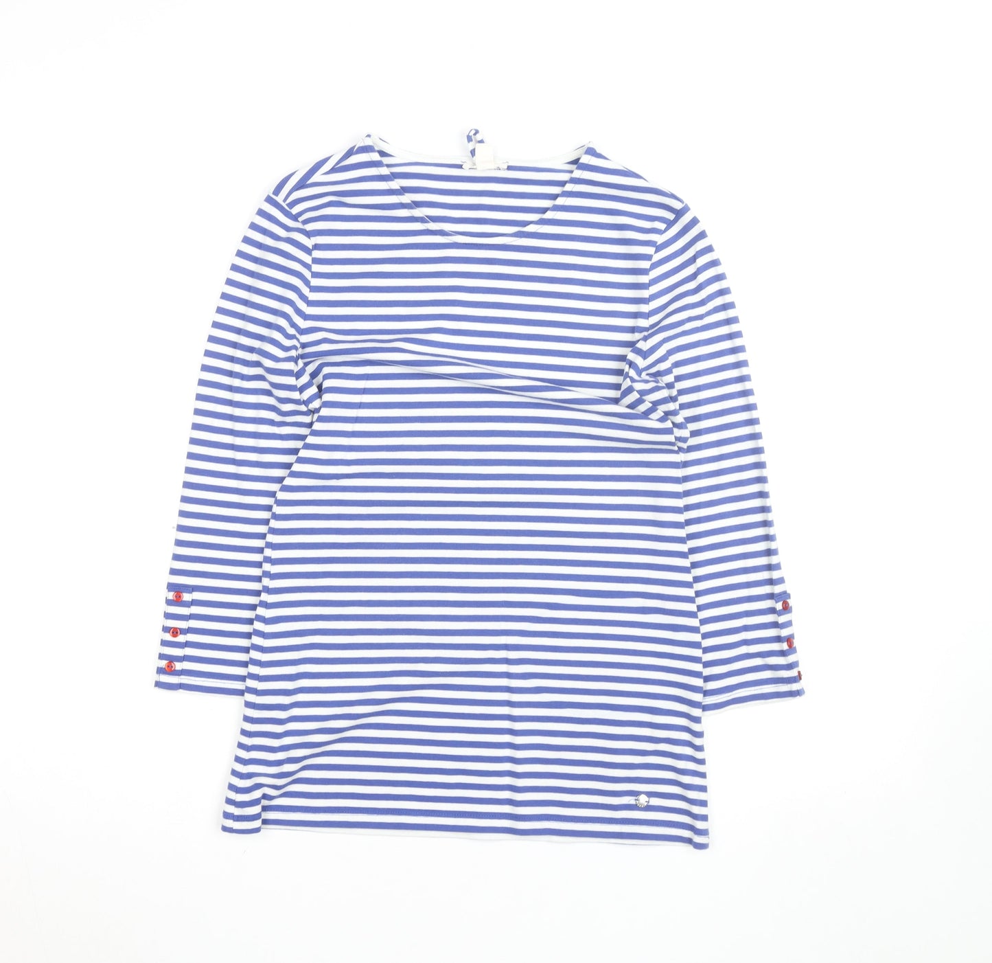 Esprit Women Blue White Striped Long Sleeve Boat Neck T-Shirt L