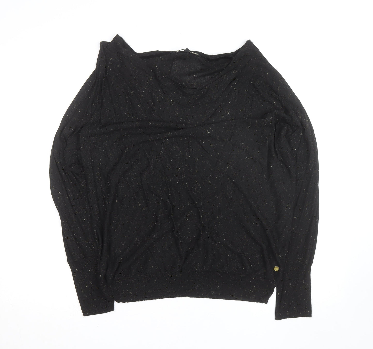 Biba Women's Black Glitter Boat Neck L Knit Jumper