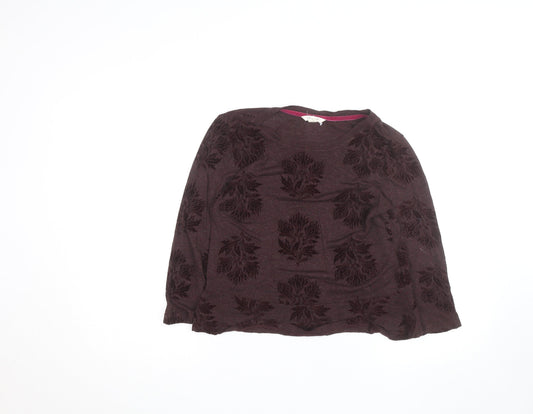 White Stuff Women's Brown Floral Tunic Top Size 12 Long Sleeve