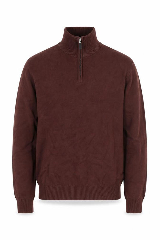 Next Men's Brown 1/4 Zip Cotton Knit Jacket Size S Regular