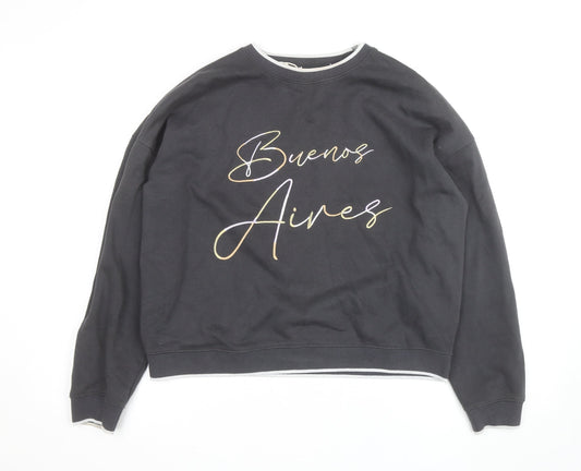 Next Women's Black Buenos Aires Sweatshirt M Cotton Blend