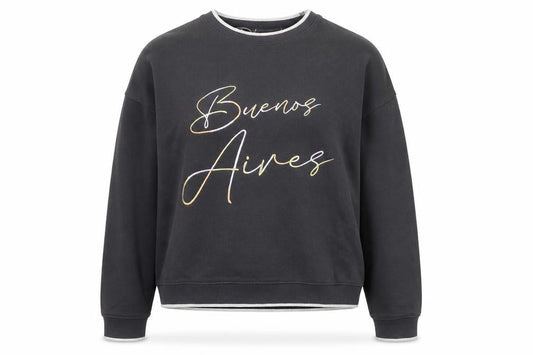 Next Women's Black Buenos Aires Sweatshirt M Cotton Blend
