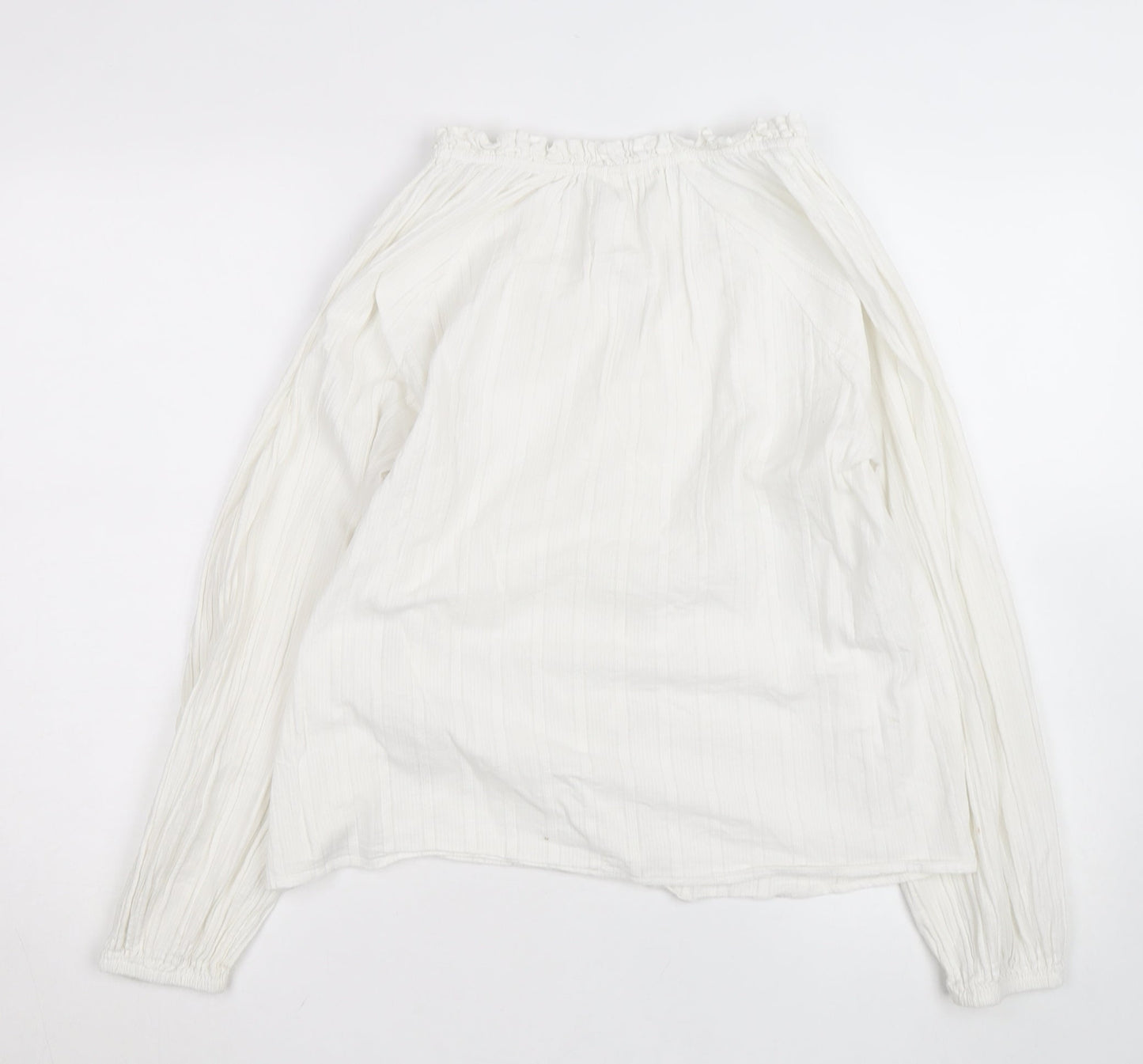 Primrose London Women’s White Cotton Ruffle Tunic Blouse UK14