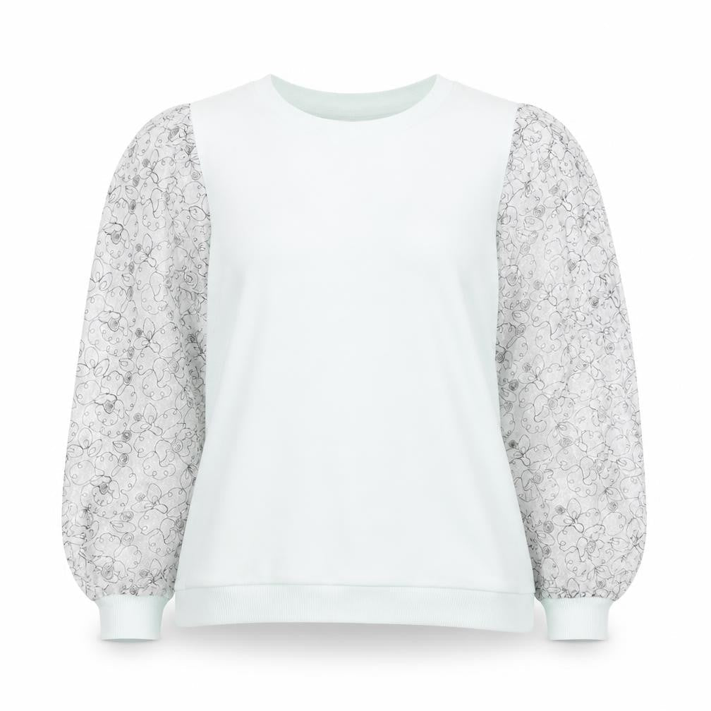 Gallery Women Mint Green Floral Lace Sleeve Sweatshirt UK M