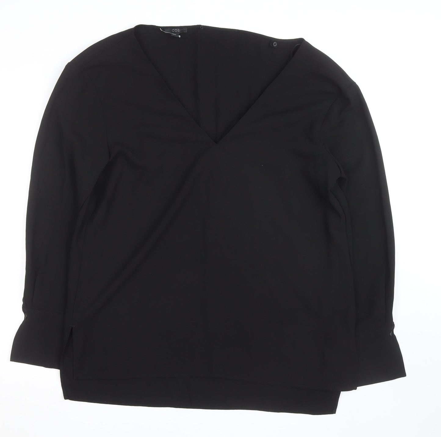 COS Women's Black V-Neck Long Sleeve Blouse Size 14