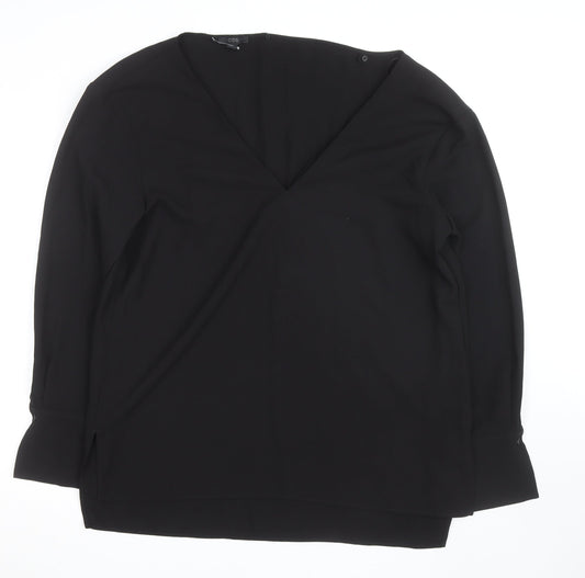 COS Women's Black V-Neck Long Sleeve Blouse Size 14