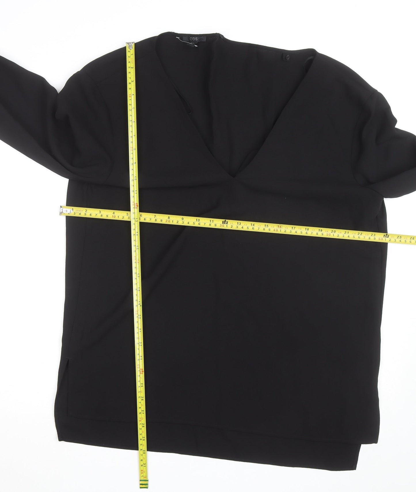 COS Women's Black V-Neck Long Sleeve Blouse Size 14