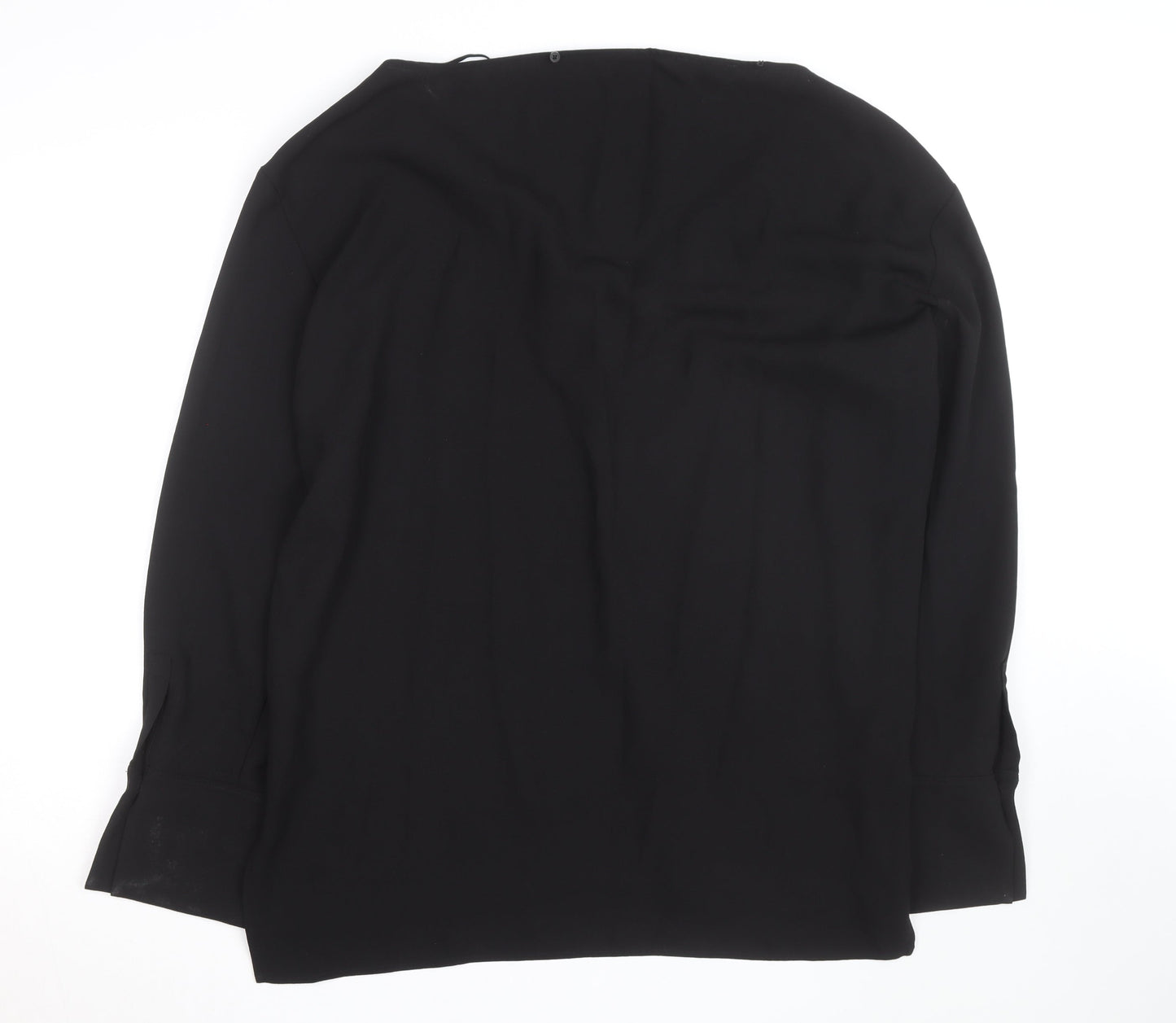 COS Women's Black V-Neck Long Sleeve Blouse Size 14