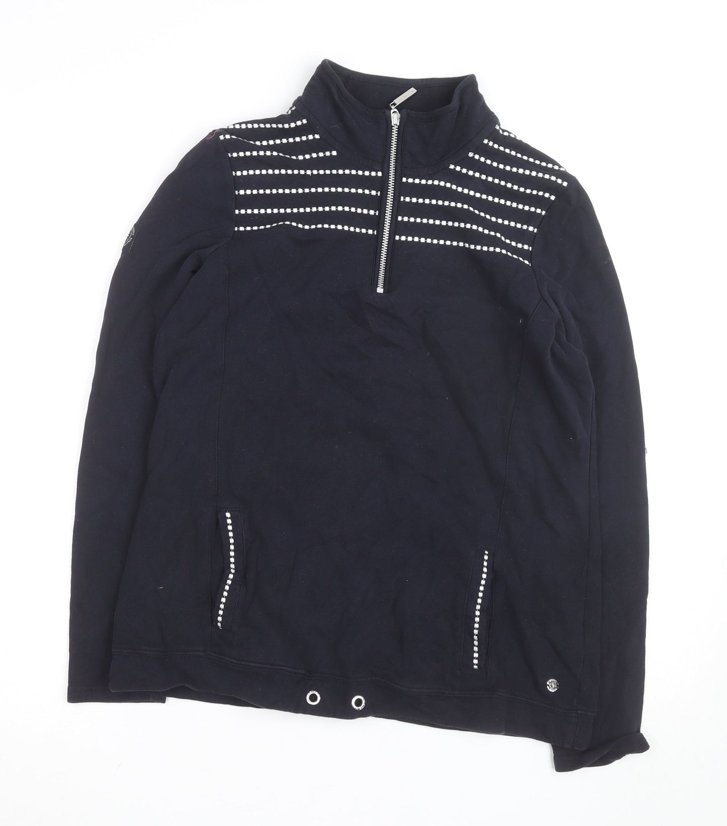 Maine New England Men's Blue Striped 1/2 Zip Cotton Casual Jacket L
