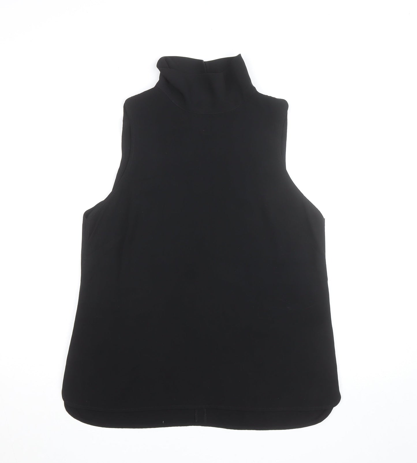 Coast Women's Black Roll Neck Sleeveless Woven Tank Top Size 12
