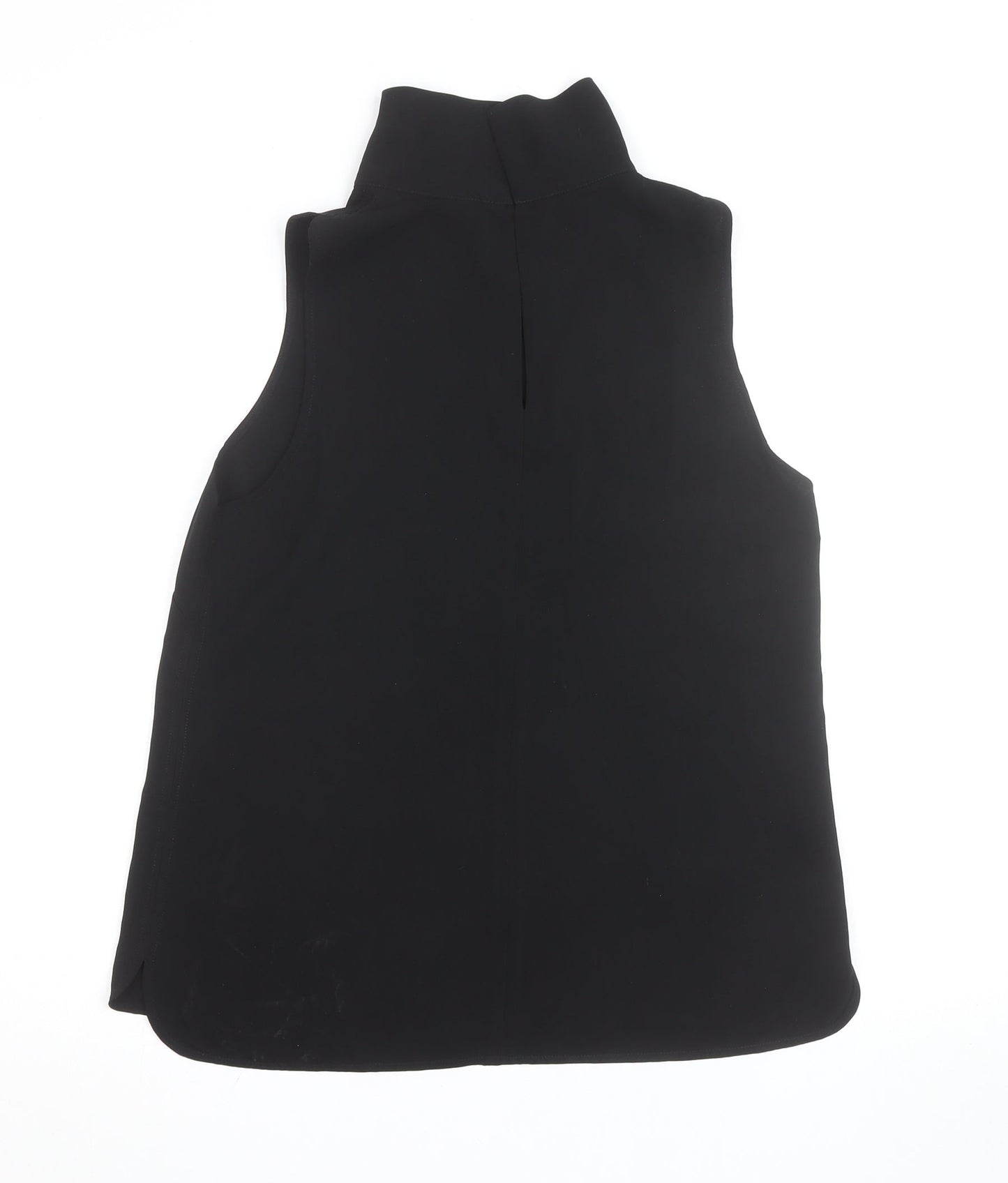 Coast Women's Black Roll Neck Sleeveless Woven Tank Top Size 12