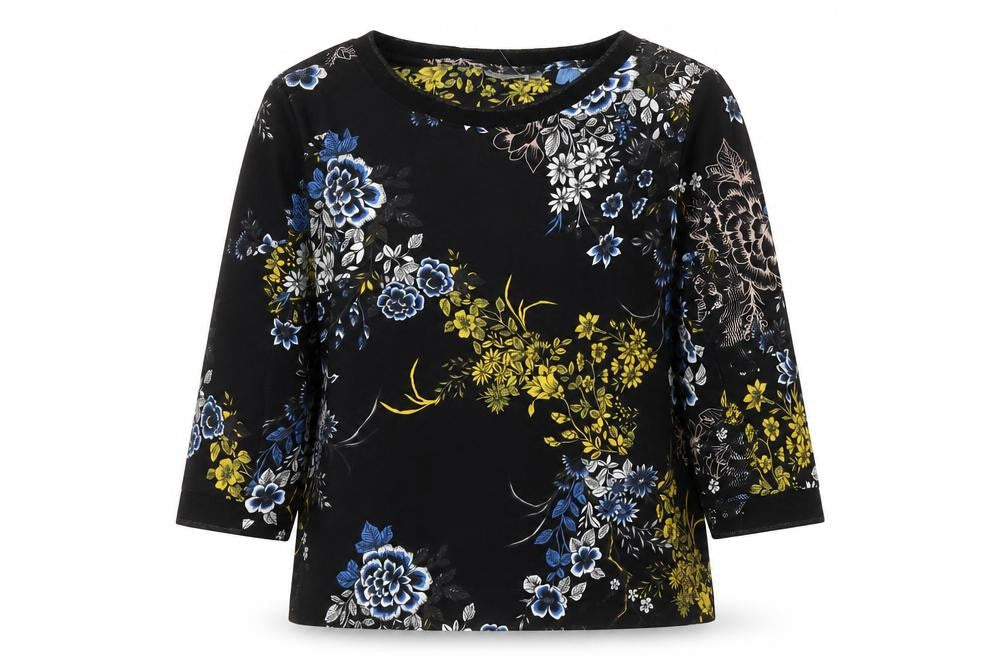 Fransa Womens Multicoloured Floral Tunic Blouse S 3/4 Sleeve