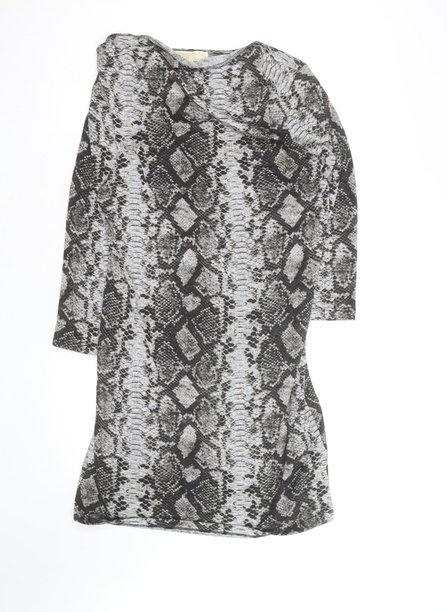 Michael Kors Womens Grey Snake Print Bodycon Dress Size M