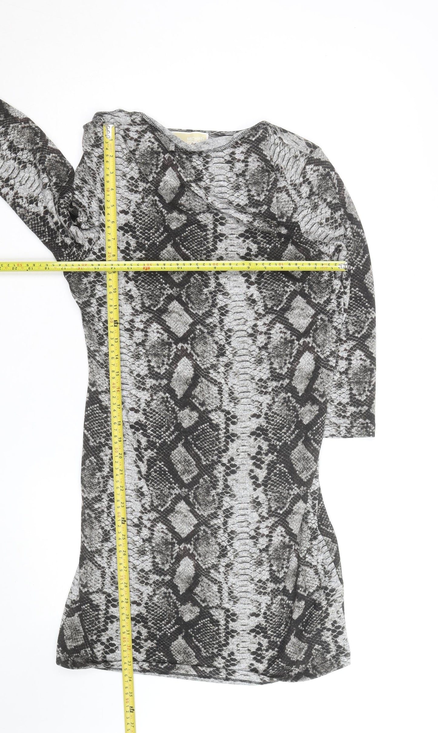 Michael Kors Womens Grey Snake Print Bodycon Dress Size M