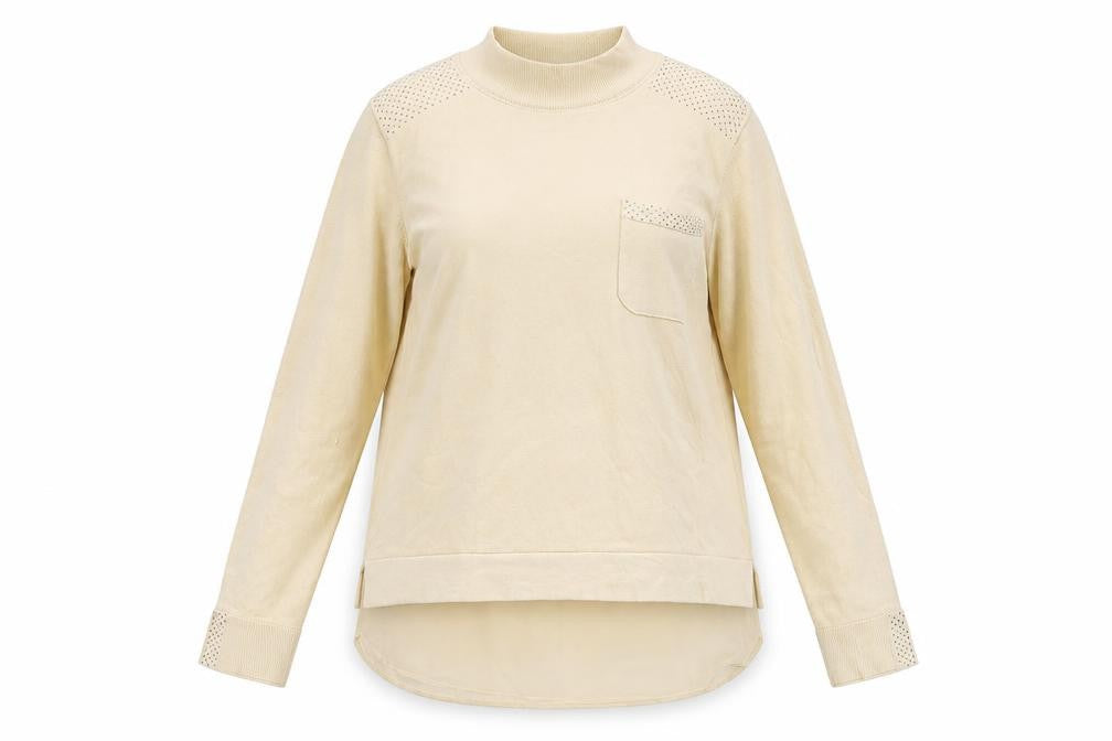 Next Women Beige Mock Neck Long Sleeve Pullover Jumper L