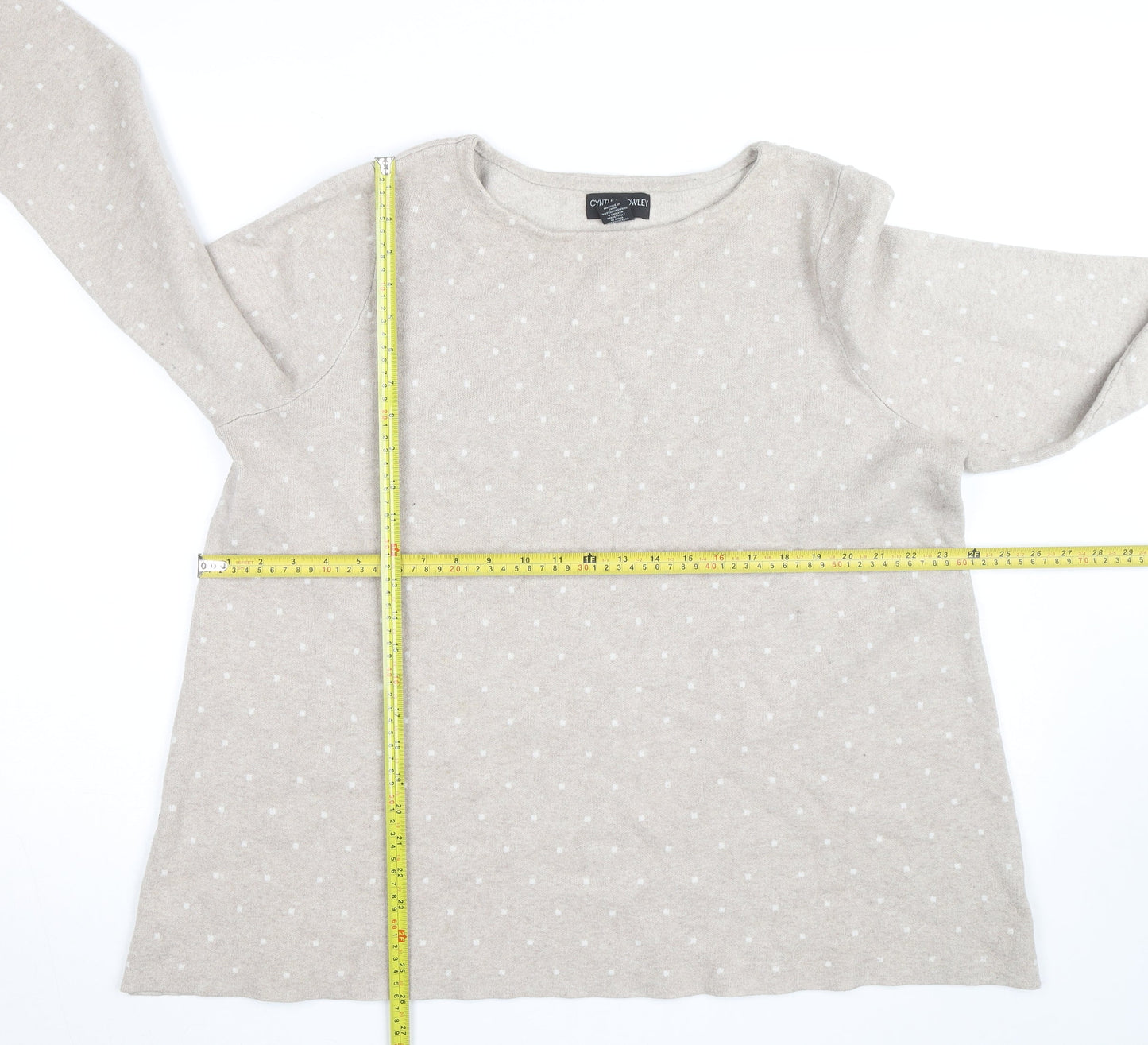 Cynthia Rowley Woman Beige Polka Dot Knit Jumper UK 22/24