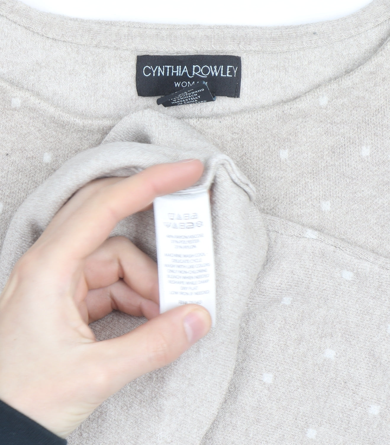 Cynthia Rowley Woman Beige Polka Dot Knit Jumper UK 22/24